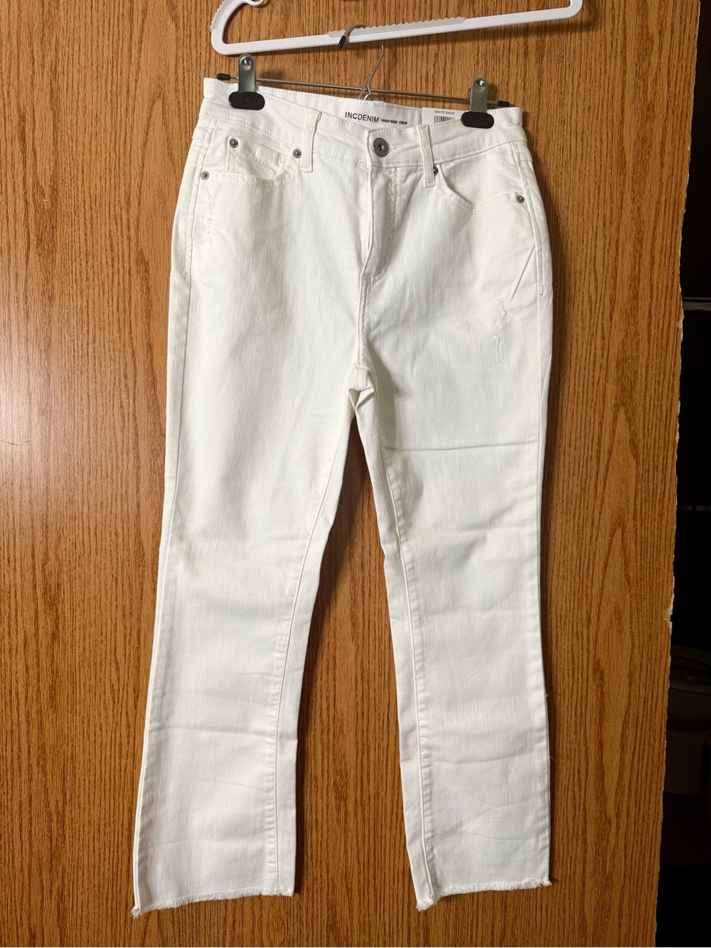 INC International Concepts White Straight-Leg Jeans